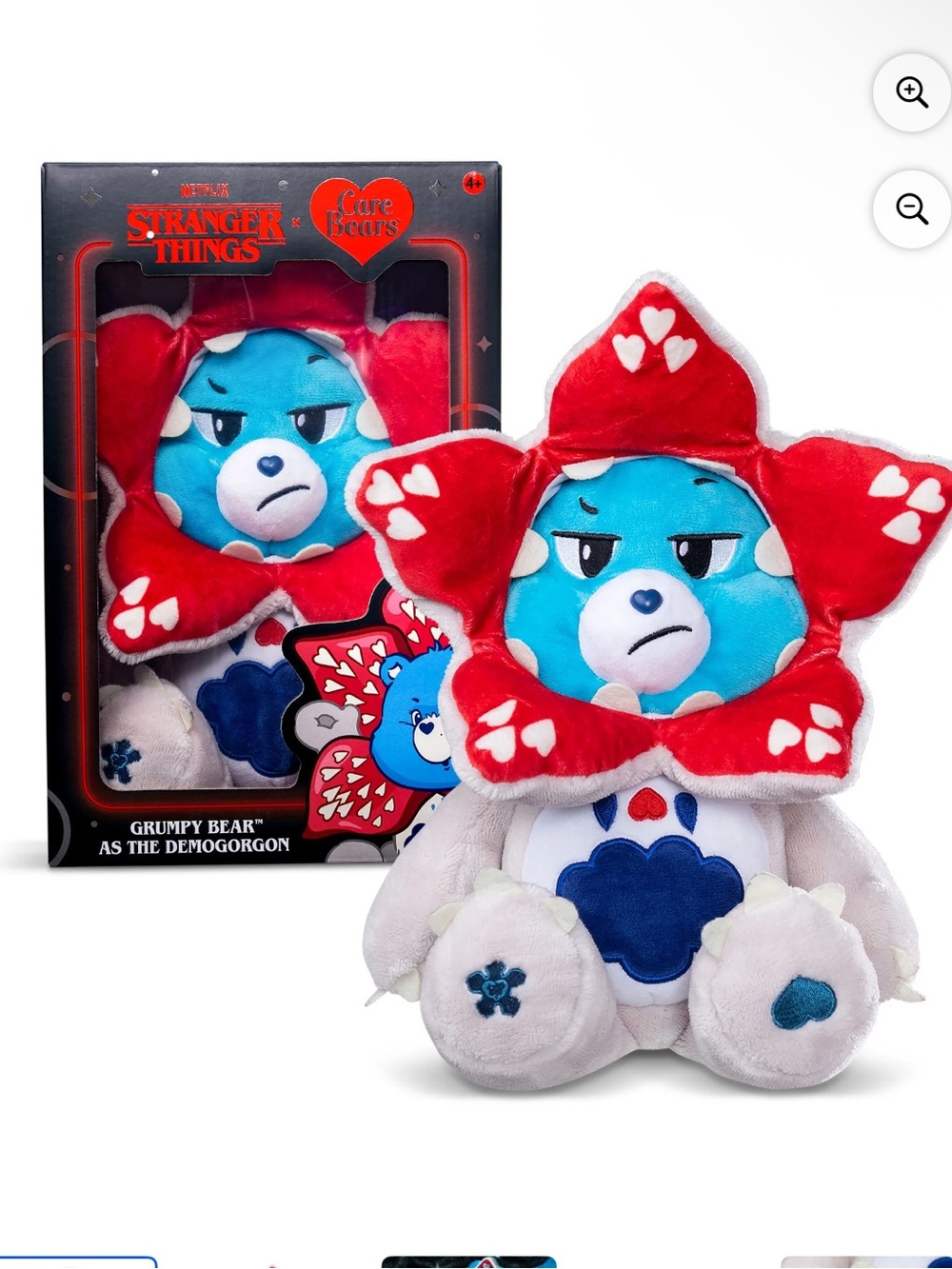 New! Care Bears × Stranger Things - Grumpy Bear as the Demogorgon, 12 Inch Plush - Picture 3 of 5